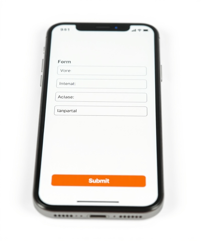 FormFlow mobile preview interface displaying a responsive event registration form on an iPhone screen with large touch targets and a sticky submit button